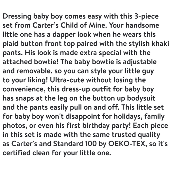 Carter's Child of Mine Baby Boy Outfit 3-Piece Set, 6-9 months - Picture 14 of 16